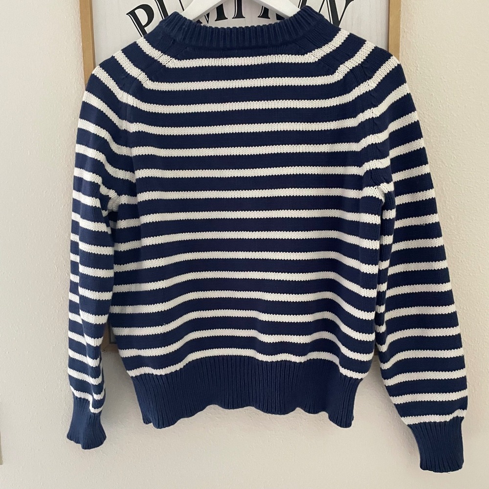 J. Crew Relaxed Pullover Sweater in Stripe Navy White Size Small - Picture 7 of 7